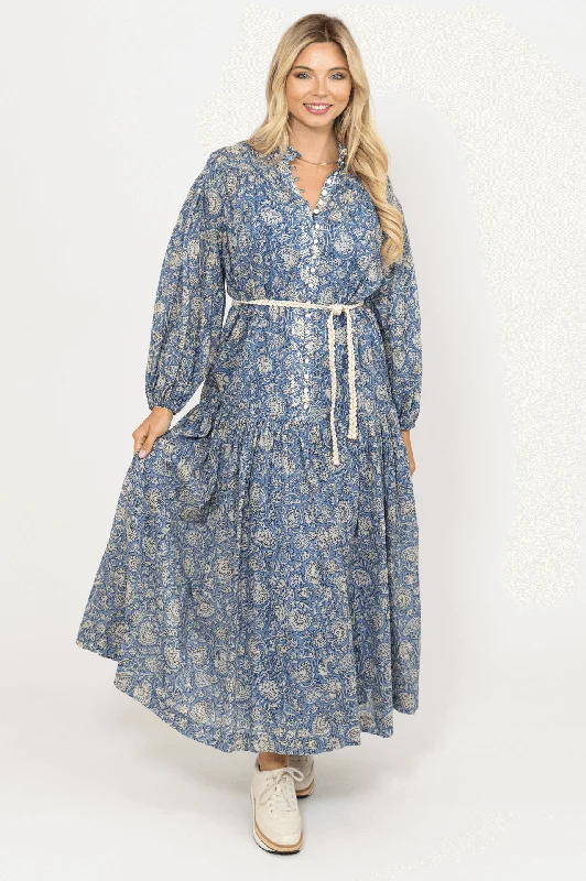 Vintage Floral Button Maxi Dress Elegant Floral Maxi Dress