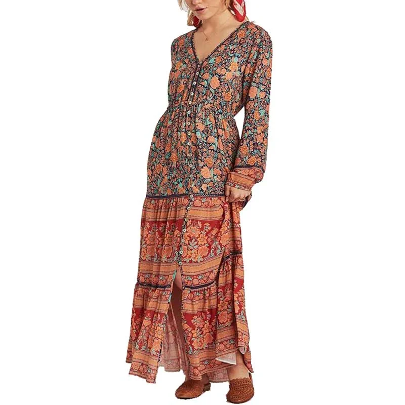 Women Cottagecore Dress Long Boho Floral Print Spliced Maxi Dresses Women Casual 2023 Spring Summer Dress Long Sleeve vestidos Stylish Longline Maxi Dress Women Cottagecore Dress Long Boho Floral Print Spliced Maxi Dresses Women Casual 2023 Spring Summer Dress Long Sleeve vestidos Stylish Longline Maxi Dress