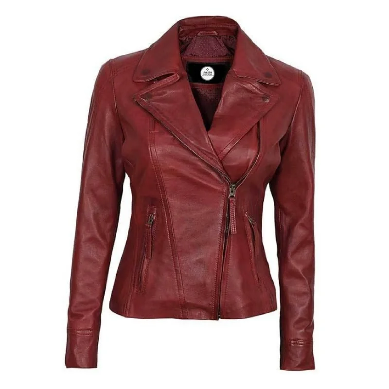 Asymmetrical Slim Fit Women leather jacket Collared Jacket Crew Neck Jacket Turtle Neck Jacket