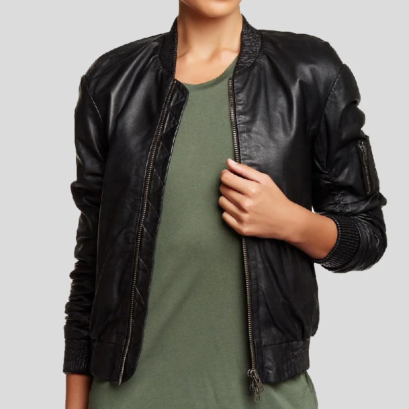 Belle Black Bomber Jackets Belted Jacket Elasticated Jacket Padded Jacket