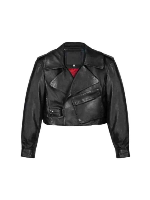Black Women Leather Jacket Nylon Fabric Polyester Fabric Spandex Fabric