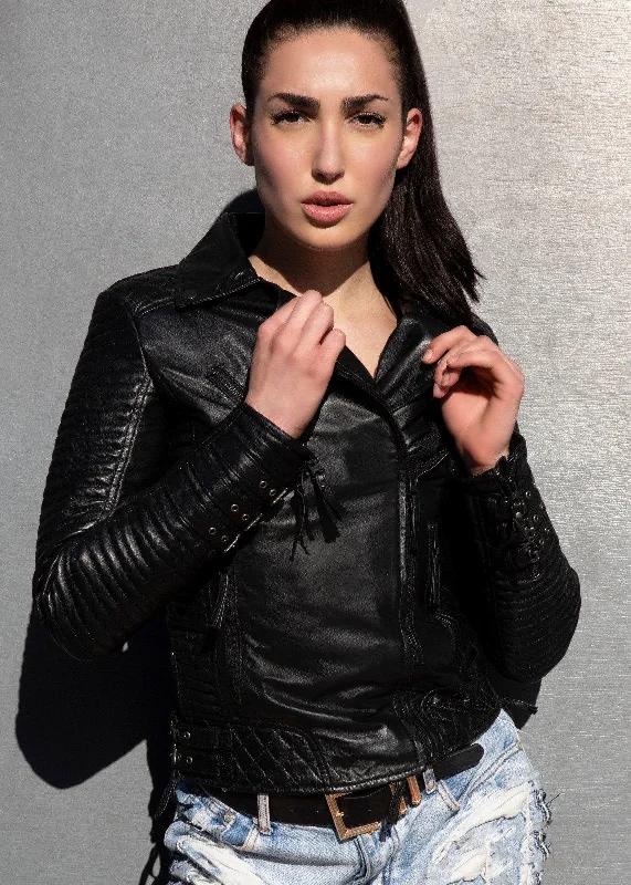 Women's Hawthorne Leather Jacket Herringbone Jacket Checkered Jacket Solid Jacket