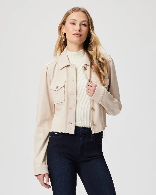 Cropped Pacey Denim Jacket Boat Neck Shawl Collar Notched Collar