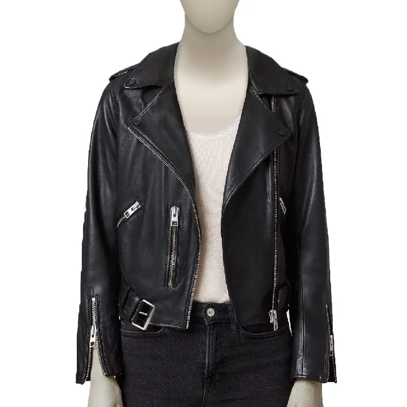 Front Pockets Biker Women Leather Jacket Print Jacket Jacquard Jacket Embroidered Jacket