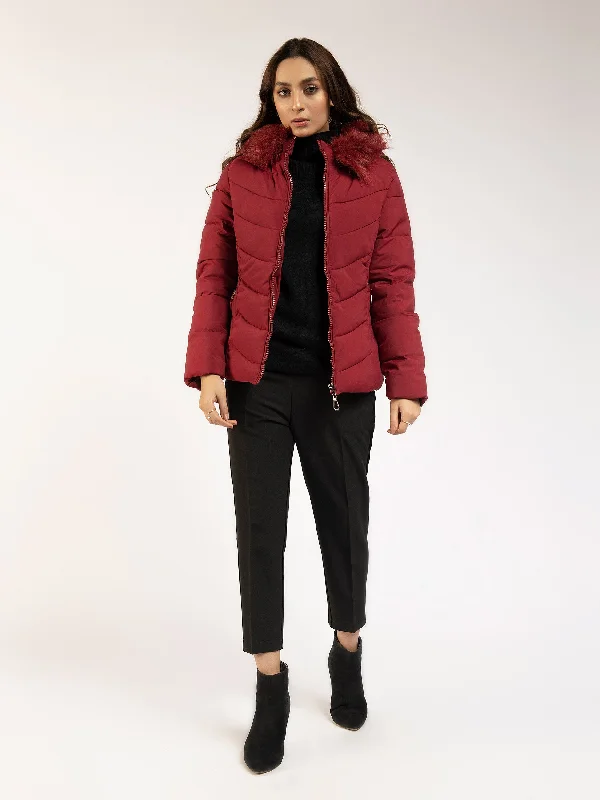 Faux Fur Puffer Jacket Belted Jacket Elasticated Jacket Padded Jacket