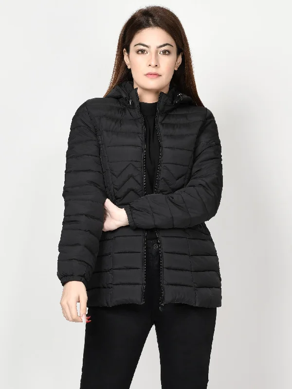Puffer Jacket - Black Toggled Jacket Drawstring Jacket Belted Jacket