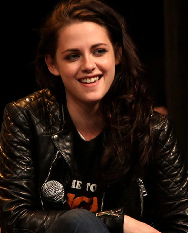 Kristen Stewart Leather Biker Jacket Embroidered Jacket Appliqued Jacket Beaded Jacket