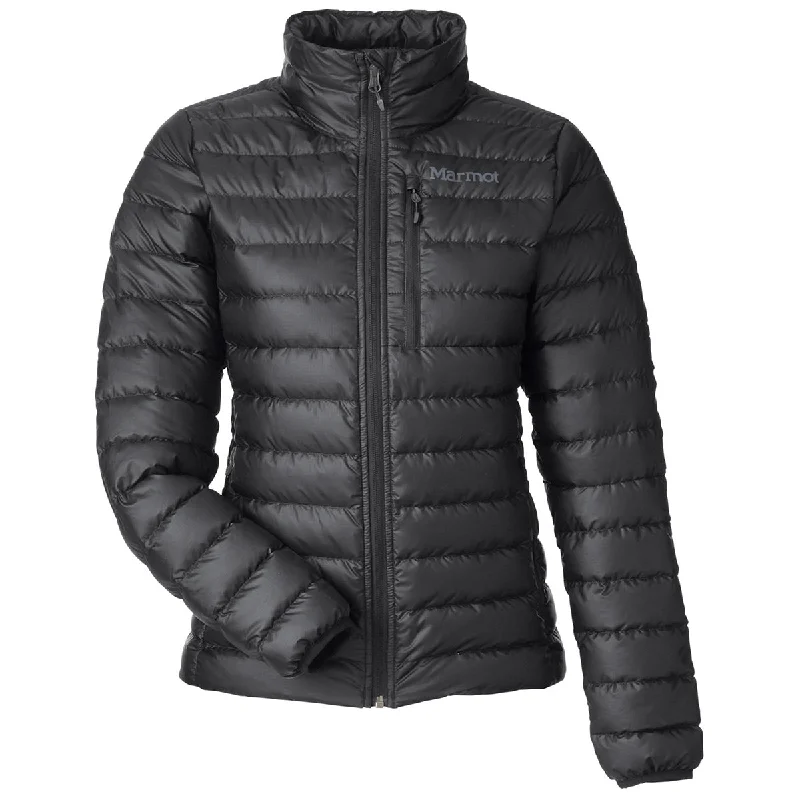 Marmot Women's Black Highlander Down Jacket Front Pockets Side Pockets Patch Pockets
