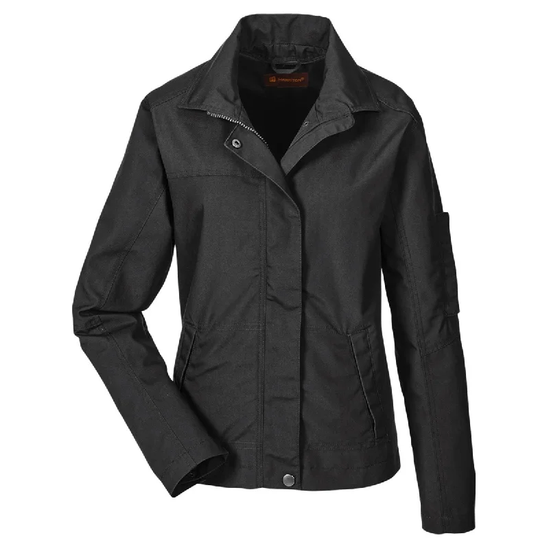 Harriton Women's Black Auxiliary Canvas Work Jacket Rayon Jacket Velvet Jacket Corduroy Jacket