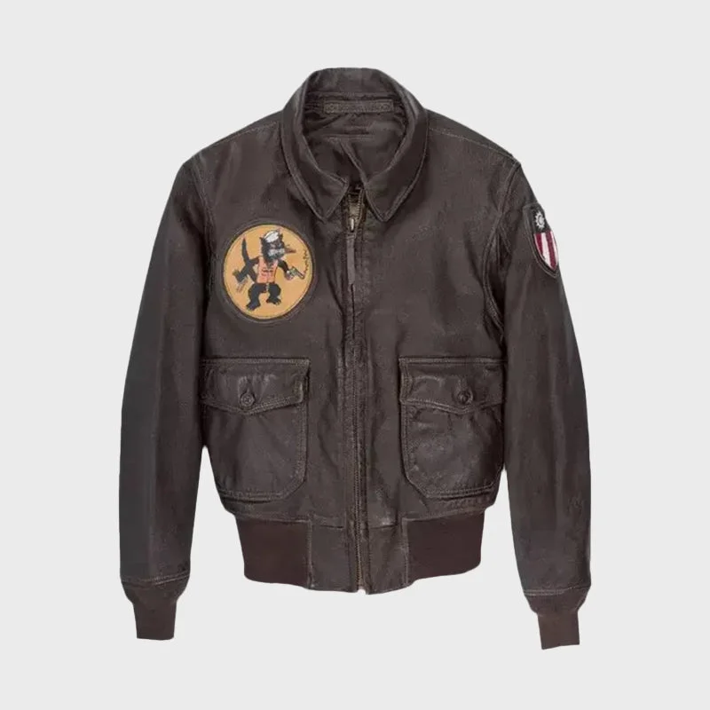 Men’s Black Eagle USN G-1 Flight Bomber Leather Jacket Striped Jacket Polka Dot Jacket Floral Jacket
