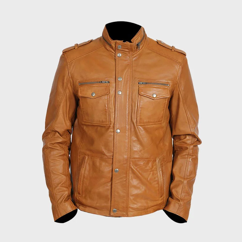 Men's Marcus Tan Biker Leather Jacket Striped Jacket Polka Dot Jacket Floral Jacket