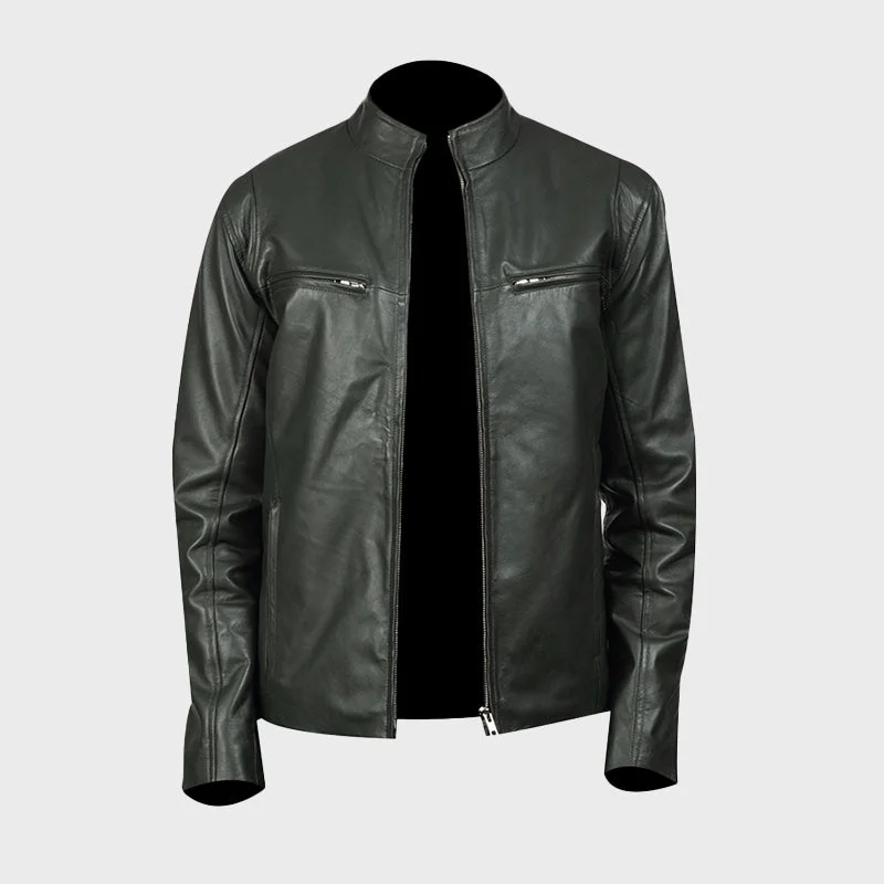 Men's Green Biker Leather Jacket Jacket Blazer Coat