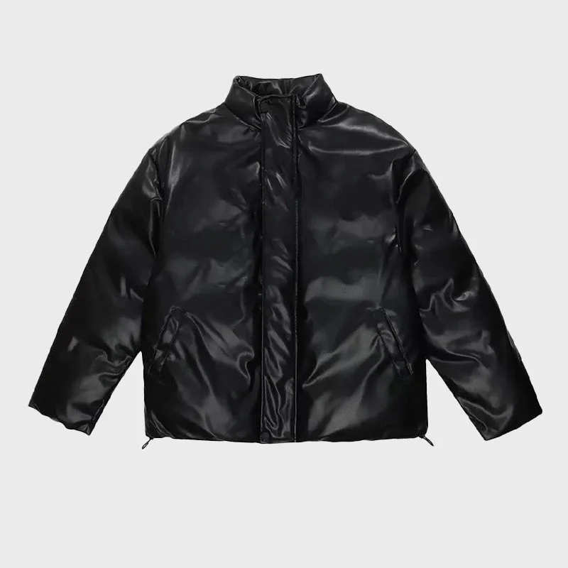 Men's Black Puffer Jacket Cardigan Sweater Pullover