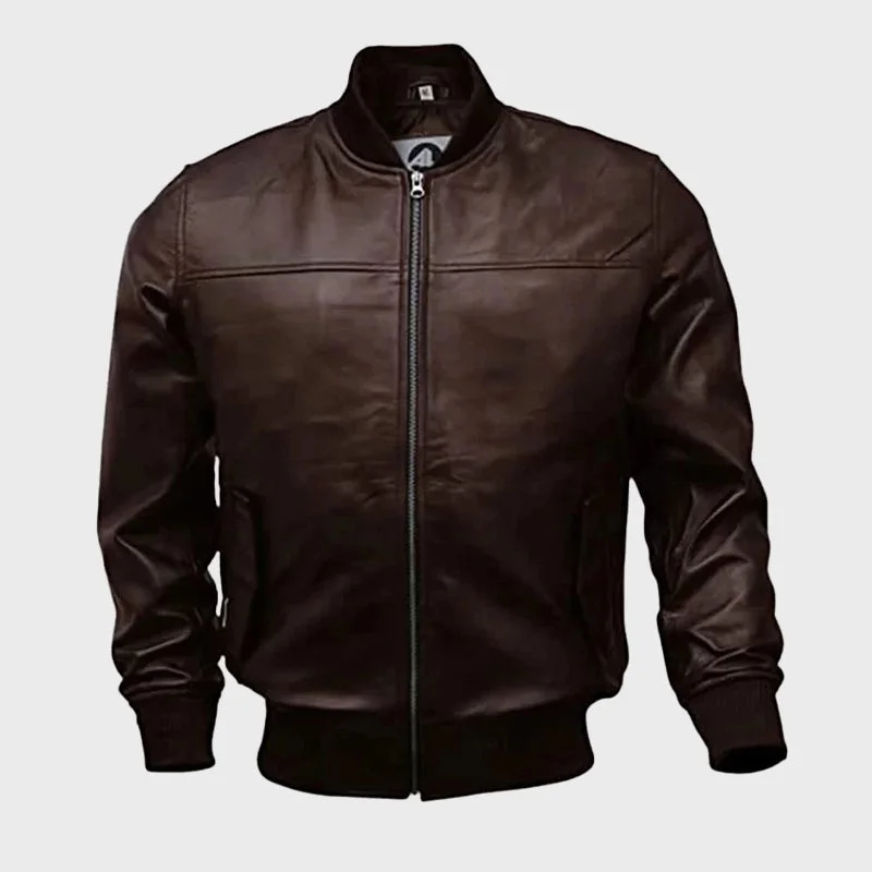 Men's Brown Leather Bomber Jacket Corduroy Jacket Velvet Jacket Brocade Jacket