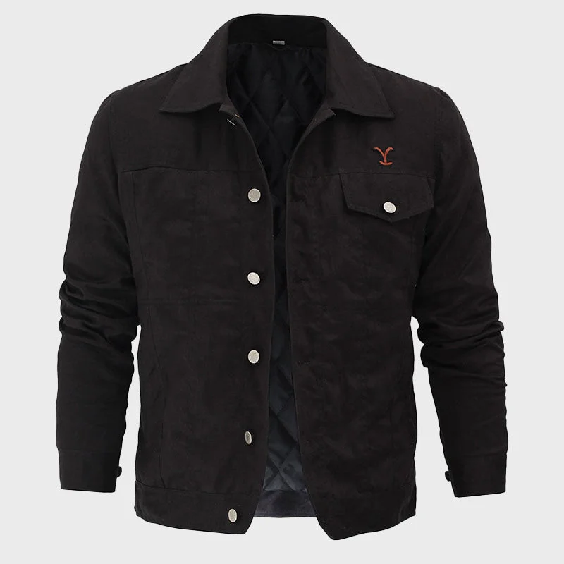 Men's Rip Trucker Black Cotton Jacket Jacket Blazer Coat