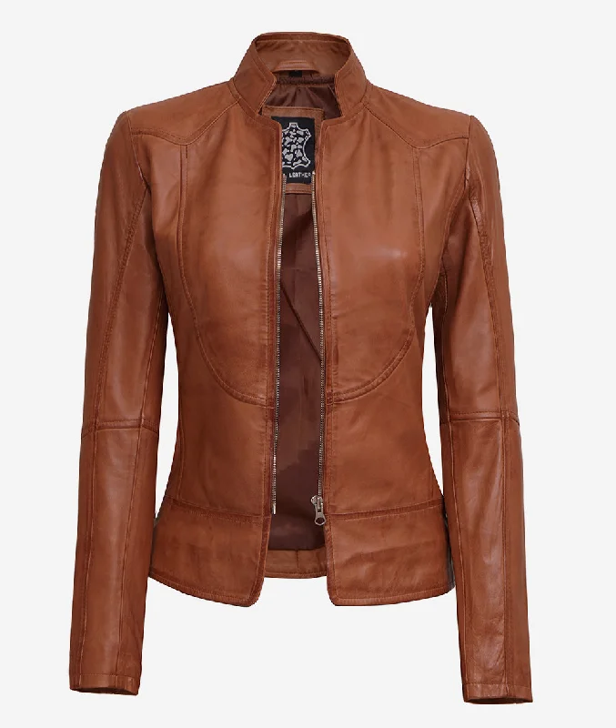 Slim Fit Leather Jacket  Womens Brown Leather Biker Jacket Faux Fur Jacket Real Fur Jacket Shearling Jacket