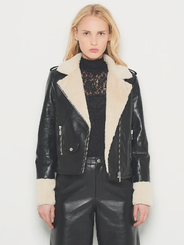 SYDNEY RECYCLED LEATHER JACKET Front Pockets Side Pockets Patch Pockets