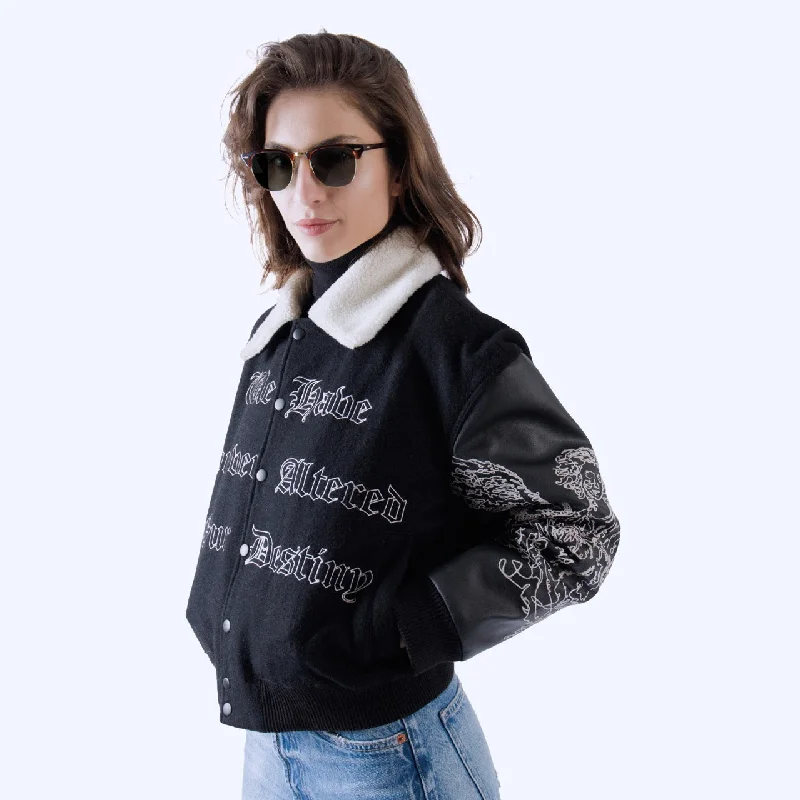 The Icon Women Leather Jacket Boat Neck Shawl Collar Notched Collar