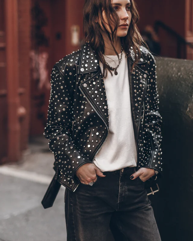 The Studded Leather Jacket Nylon Jacket Polyester Jacket Spandex Jacket