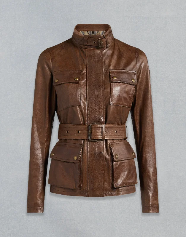 TRIUMPH 2.0 WOMEN LEATHER JACKET - COGNAC Striped Jacket Polka Dot Jacket Floral Jacket