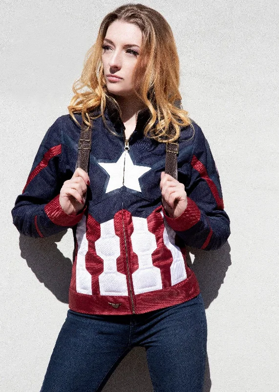 Women's Captain America: Civil War Leather Textile Jacket Wool Jacket Cashmere Jacket Tweed Jacket