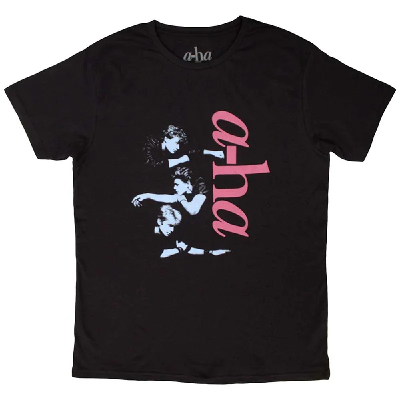 A-ha | Official Band T-Shirt | Vertical Logo Chenille Blend Fleece Blend Nylon Blend A-ha | Official Band T-Shirt | Vertical Logo Chenille Blend Fleece Blend Nylon Blend
