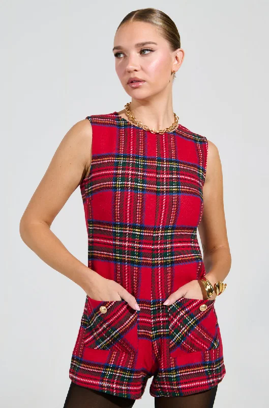 BEST DRESSED PLAID MINI DRESS IN RED Trendy Crossover Mini Dress