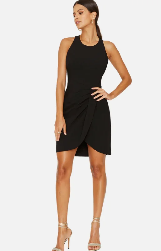 BRETT Mini Dress in Black Stylish Ribbed Mini Dress