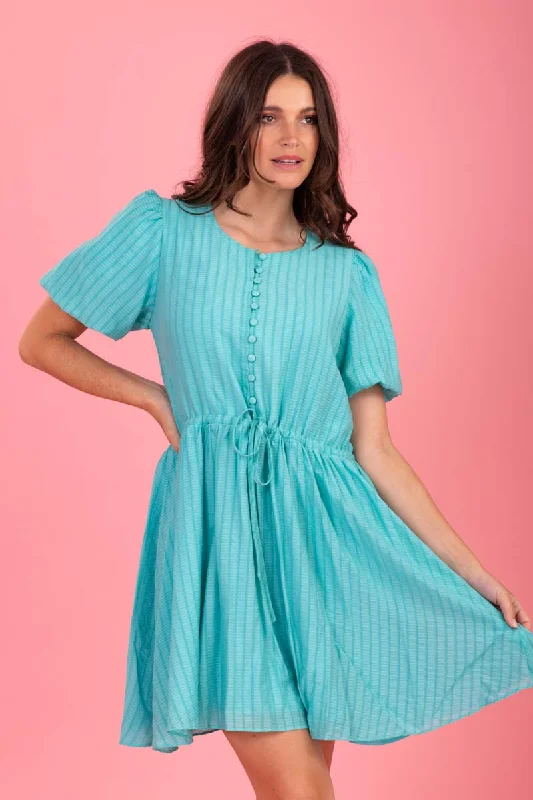 Hayley Mini Dress Aqua Cozy Long Sleeve Mini Dress