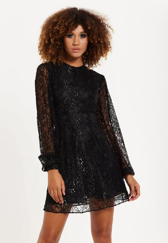 House of Holland Midnight Lace Long-Sleeve Mini Dress Stylish Summer Mini Dress