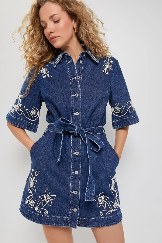 Light Blue Carmen Mini Dress Trendy Mini Dress with Belt