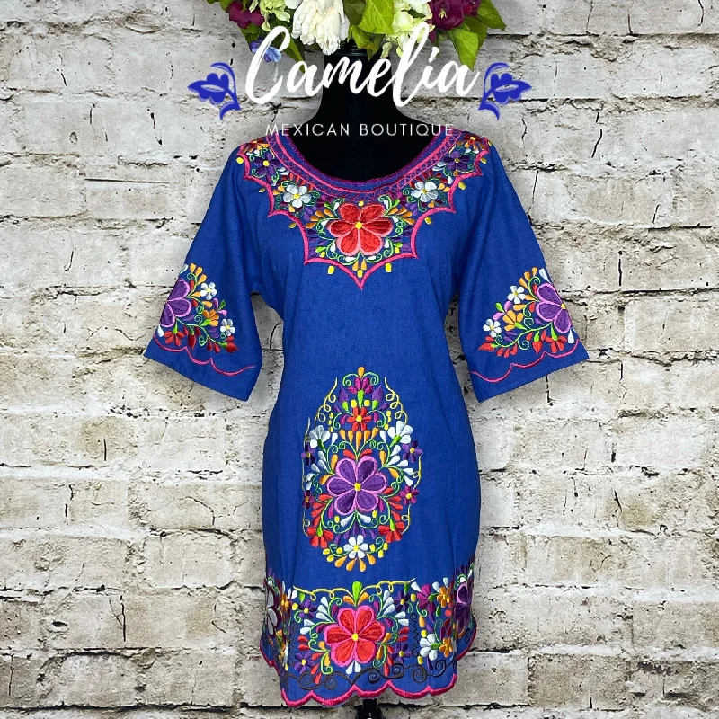 Mexican Mini Dress Zinnia Classic Floral Print Mini Dress