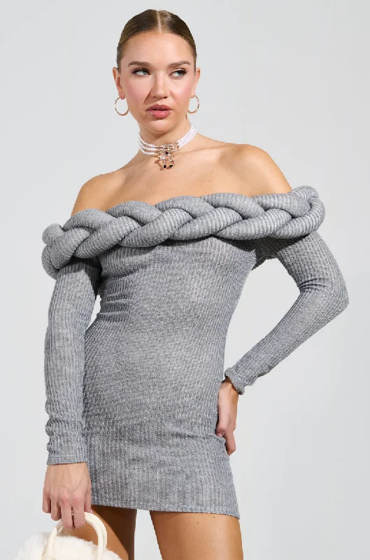 NOT IN THE MOOD KNIT BRAIDED MINI DRESS Chic Sleeveless Mini Dress