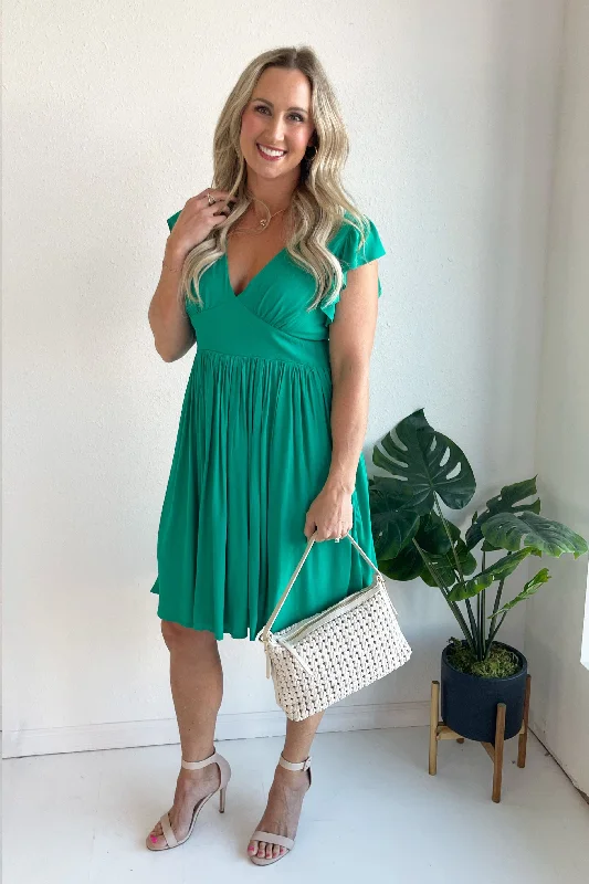 Ruffle Sleeve V Neck Mini Dress Stylish Summer Mini Dress