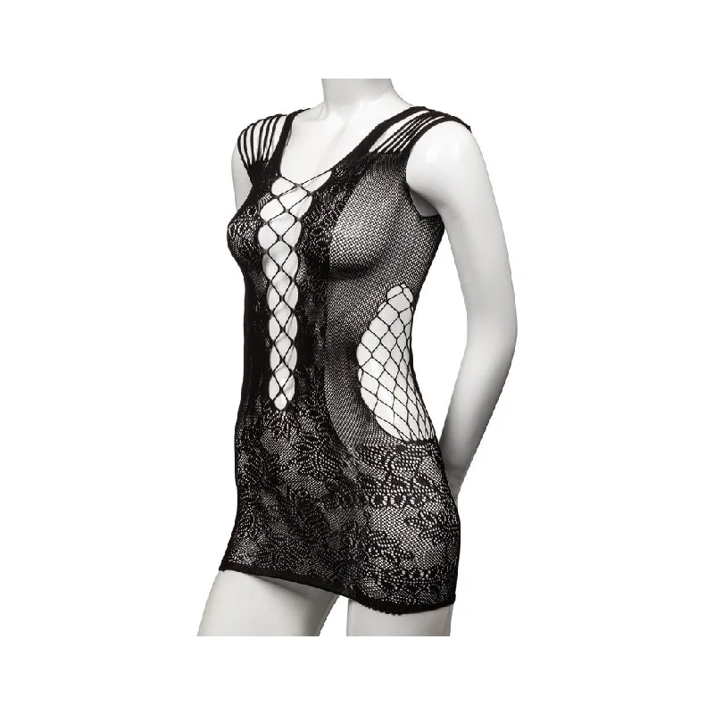 Scandal Peek-A-Boo Mini Dress - Black Elegant Mini Dress with Ruffles