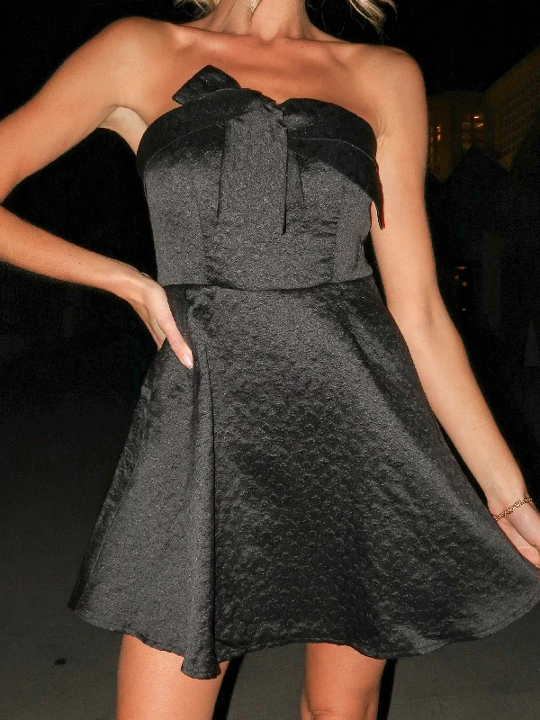 Steal the Night Strapless Mini Dress in Black Chic Bohemian Mini Dress
