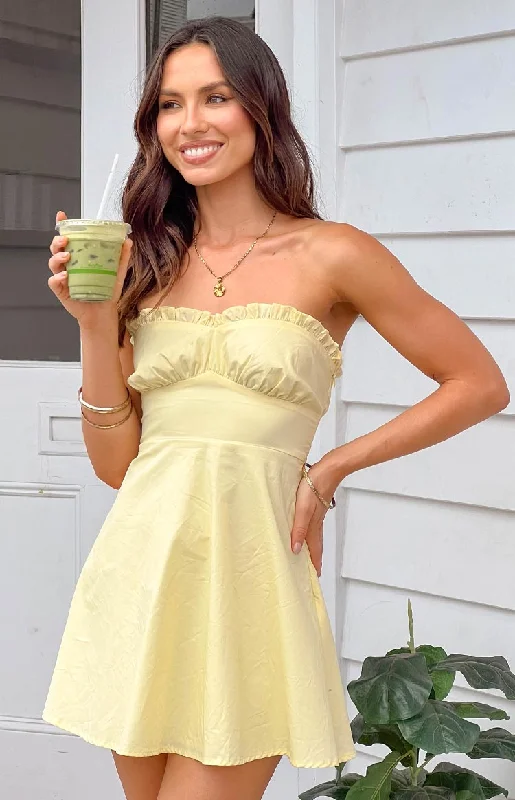 Summer Yellow Mini Dress Comfortable Wrap Mini Dress