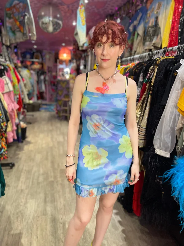 Vintage Y2K Floral Mini Dress Fashionable Summer Mini Dress