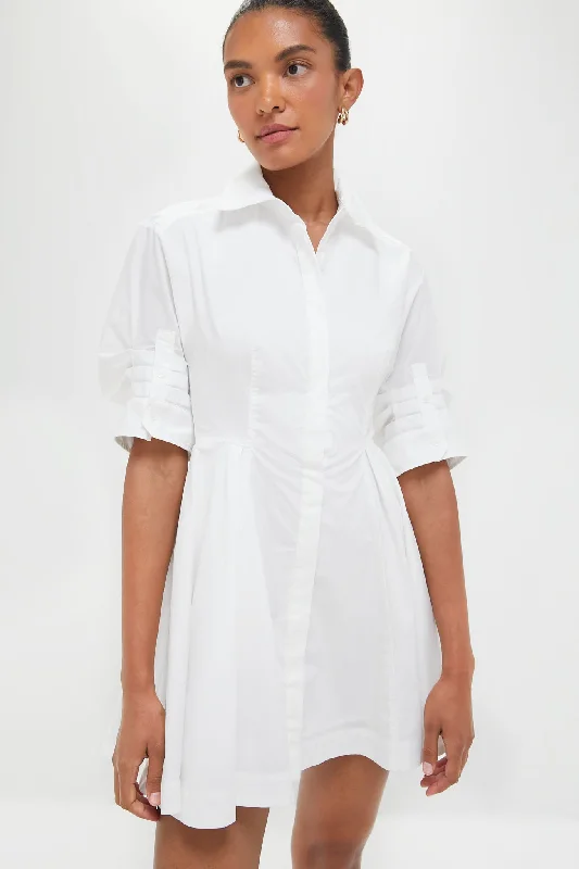 White Jazzie Short Sleeve Mini Dress Cozy Long Sleeve Mini Dress
