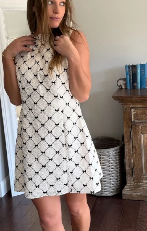 Carmine Bow Mini Dress Fashionable Mini Dress with Pockets
