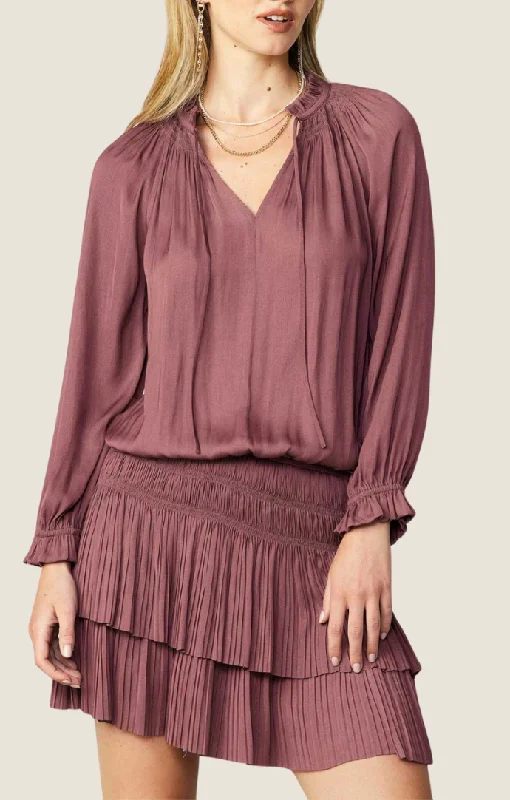 Colie Dried Rose Mini Dress Comfortable Zip-Up Mini Dress