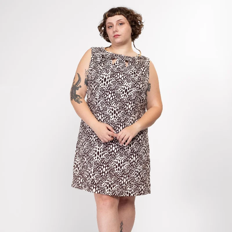 Lrg-XL 60s Mod Op Art Amoeba Print Mini Dress Comfortable Linen Mini Dress