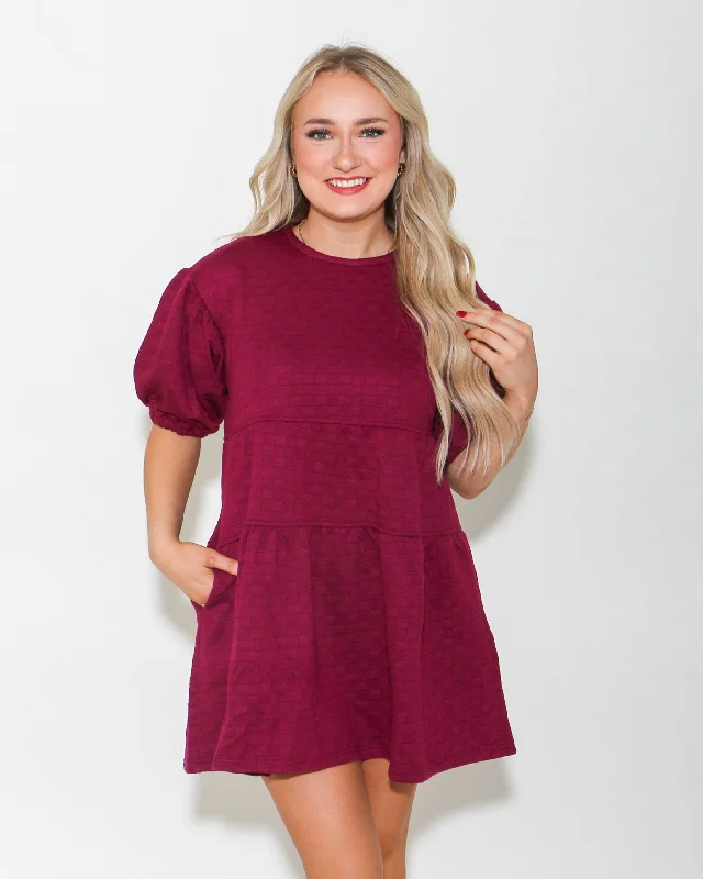Quilted Mini Dress in Raspberry Chic Tropical Mini Dress