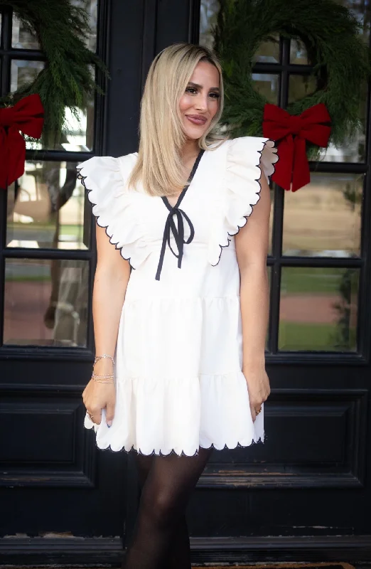 Savor The Season Cream Mini Dress Classic Black Mini Dress