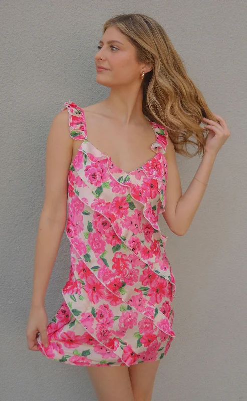 show me your mumu: rosa ruffle mini dress - floral Casual Mini Dress with Pockets