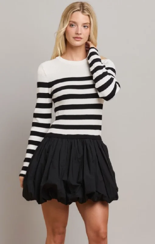 Striped Bubble Mini Dress Chic Tropical Mini Dress