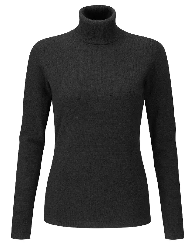 Alan Paine Rebecca Ladies Roll Neck Jumper Spandex Blend Rayon Blend Denim Blend
