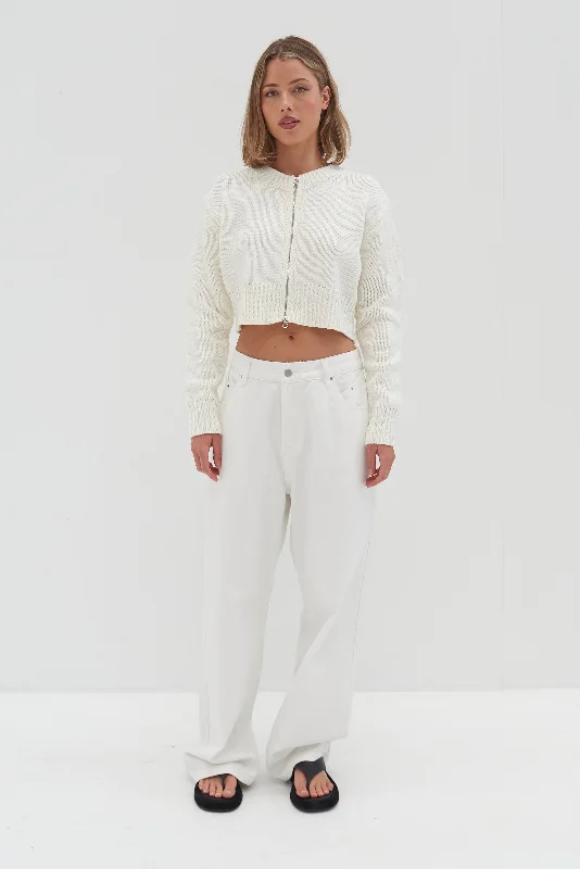 Alana Knit Jumper - Ivory Herringbone Houndstooth Plaid