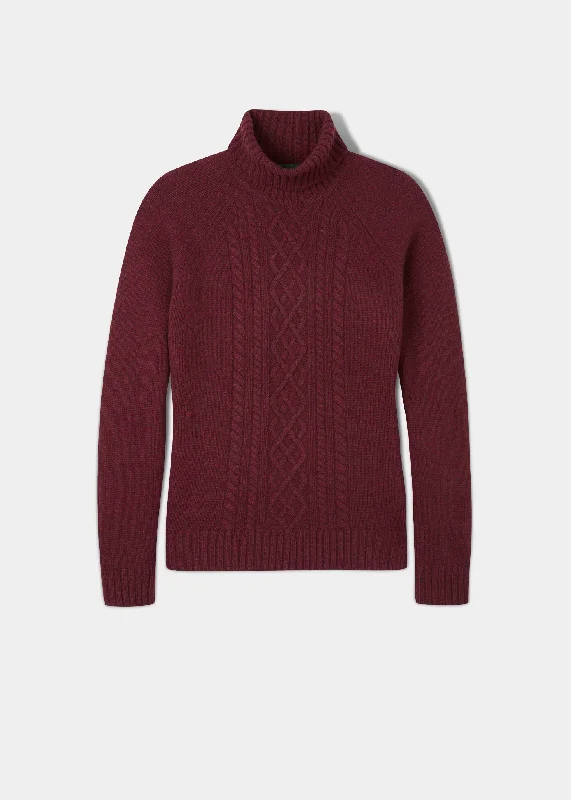 Brightmere Ladies Roll Neck Jumper In Bordeaux Tailored Straight A-Line