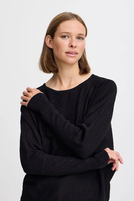 BY MORLA BATWING JUMPER BLACK Nylon Fabric Polyester Fabric Spandex Fabric